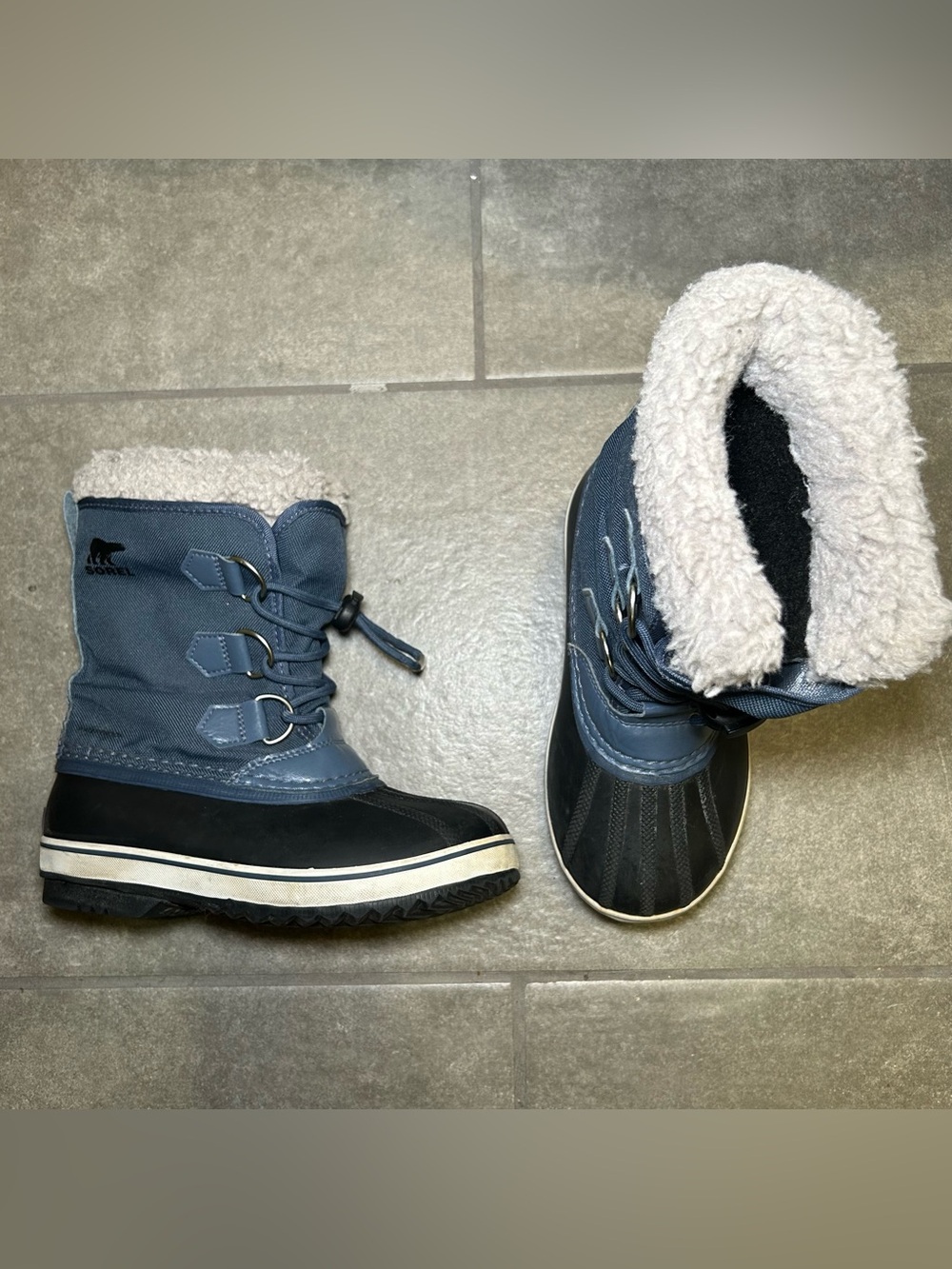 Sorel Yoot Pac Kids Blue Waterproof Insulated Winter Snow Boots Boy’s Size 1